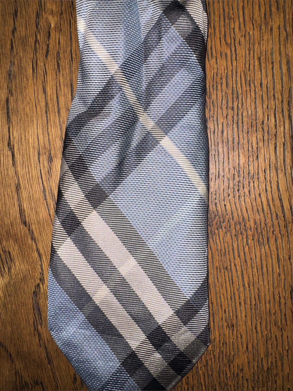 Burberry London Men’s 100% Silk Classic Plaid Tie - Light Blue - Picture 3 of 5